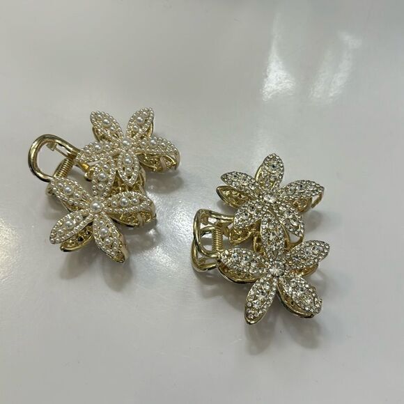 Hair Clips Pearls and CZ (2) - Picture 2 of 5